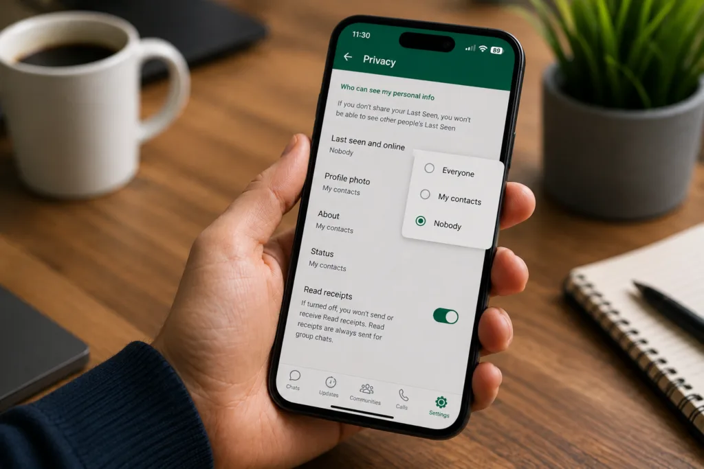 WhatsApp Last Seen and Online privacy settings screen