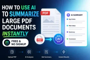 AI summarizing a large PDF documents on a laptop