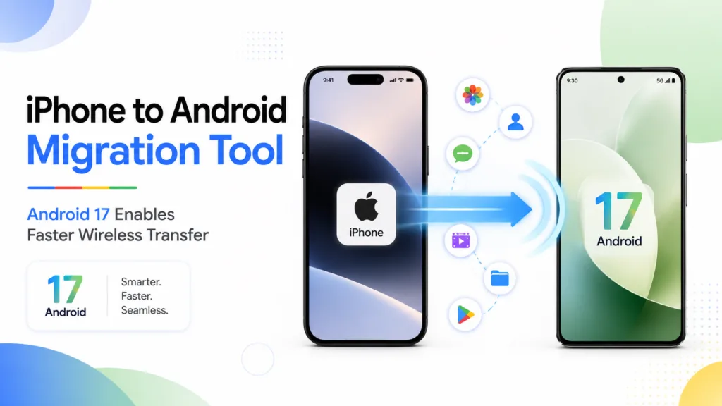 Google Android 17 iPhone to Android migration tool transferring data wirelessly