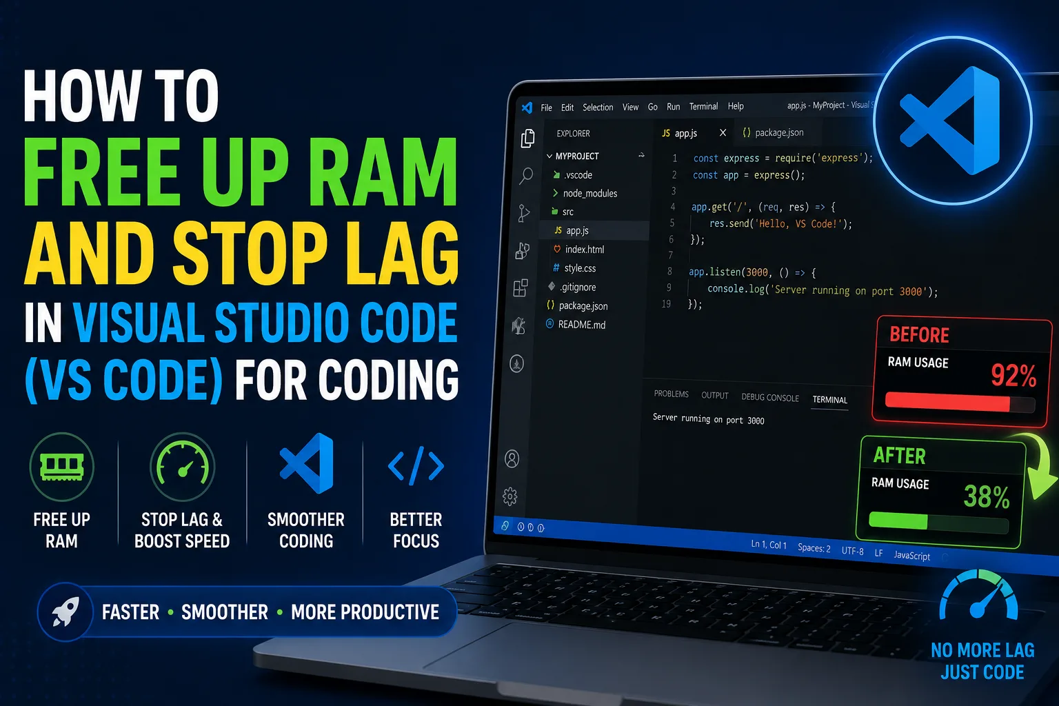 VS Code running smoothly after RAM optimization