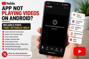 youtube app not playing videos on android