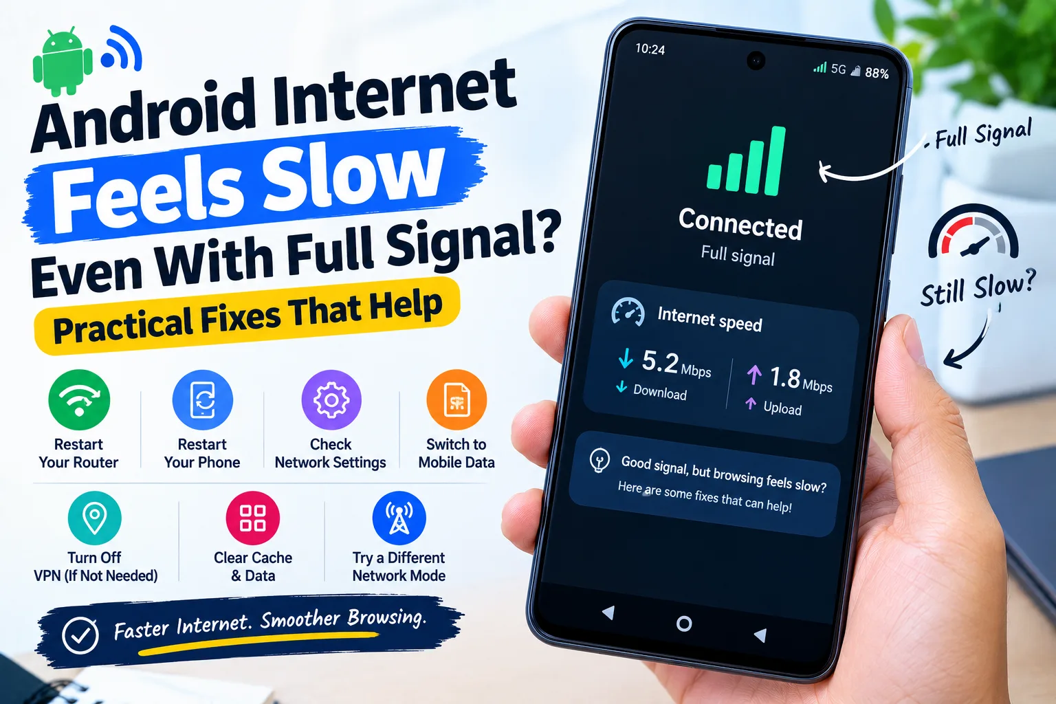 android internet feels slow even with full signal