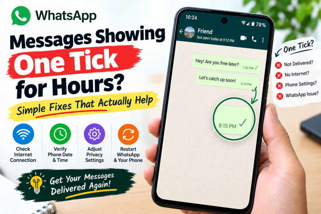 whatsapp messages showing one tick for hours